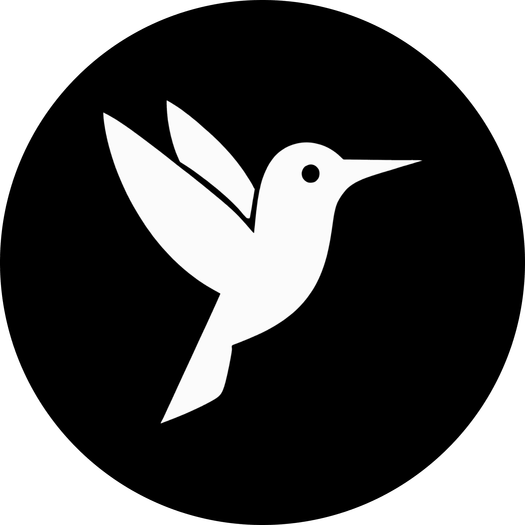 Hummbird white on black icon