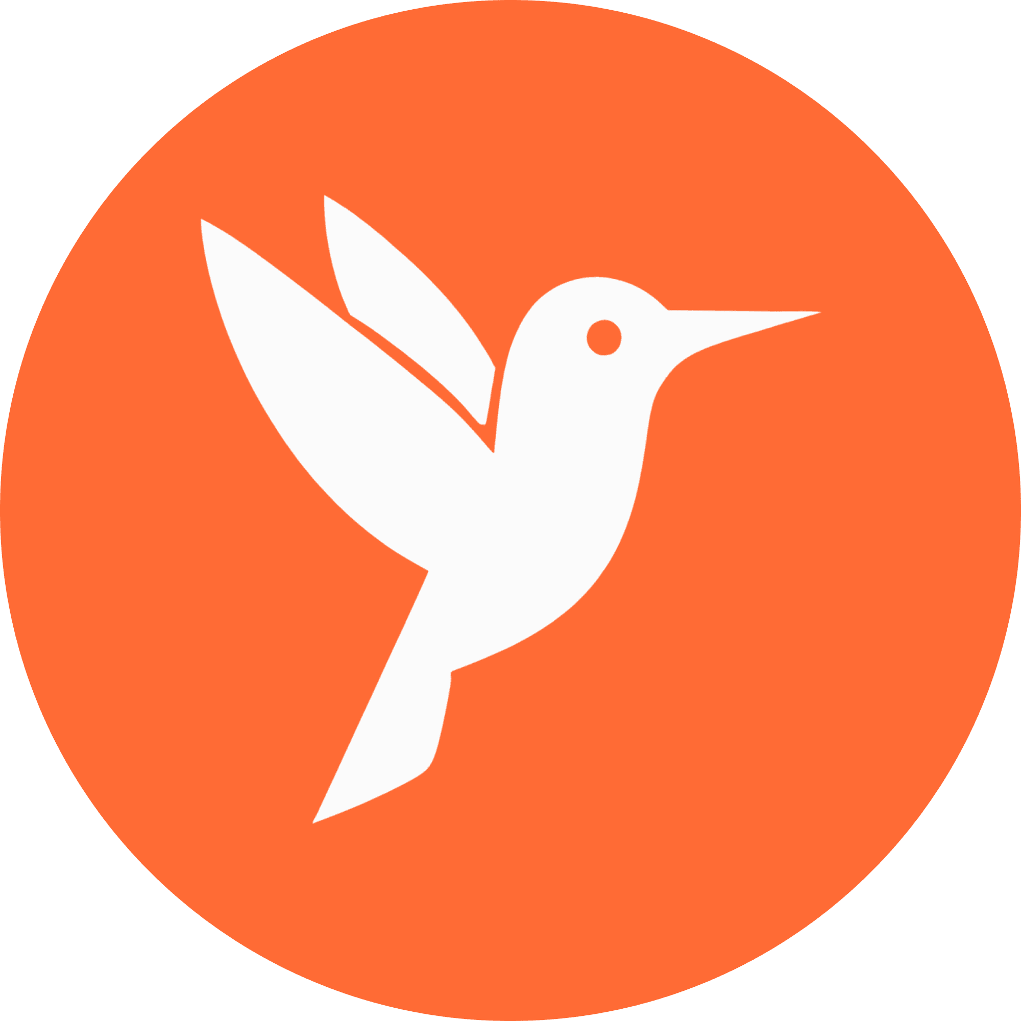 Hummbird white on orange icon